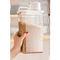 Living and Home 2.3L Dry Food Airtight Cereal Grain Storage Container with Measuring Cup in White