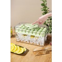 Living and Home 32-Grid Press Type Easy Release Ice Cube Mold Box Fridge Container Storage Organiser in Green