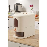 Living and Home 5KG Airtight Rice Dispenser Cereal Grain Storage Container w/ Measuring Cup in Cream