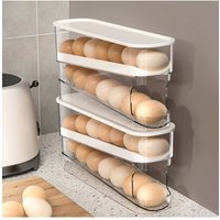 Living and Home 2-Layer Scrolling Egg Holder Storage Rack in White