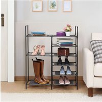 Living and Home 7-Tier Shoe Rack with Storage Bag for Entryway in Black