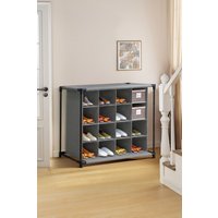 Living and Home 4-Tier Grid Shoes Rack Cubes Storage Shelf Shoes Organizer in Grey