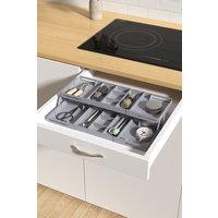 Living and Home Versatile Expandable Multi-tier Drawer Organiser Cutlery Kitchenware Tableware Storage Tray in Grey