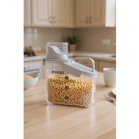 Living and Home 1.5L Transparent Airtight Dry Food Cereal Grain Storage Container with Measuring Cup in White