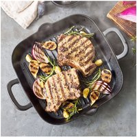 Living and Home Pre-Seasoned Cast Iron Grill Pan with Dual Handles Cookware in Black