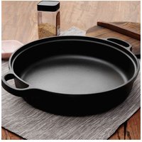 Living and Home 35/33/25/22cm Pre-Seasoned Round Cast Iron Pot Pan Braiser with Lid in Black | Size: Small