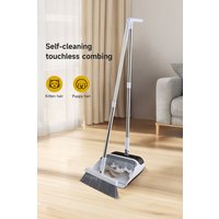 Living and Home Folding Broom and 90° Rotable Dustpan with 180° Rotating Head Cleaning Tools Set in White