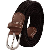 Casual Elastic Braided Belt D shaped Pin Buckle Dark