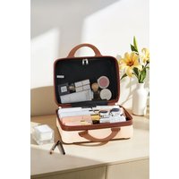 SHEONLY Portable Beige Lightweight Hard Shell Travel Cosmetic Case