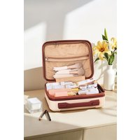 SHEONLY 14-Inch Beige Portable Handheld Hard Shell Travel Case