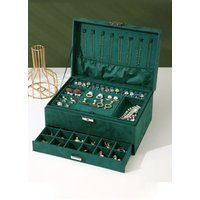 Living and Home Jewellery Box with Mechanism Key Lock in Green