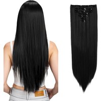 H&O Direct Women's 7Pcs Fashion Black Clip-In Straight Hair Extensions