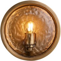 Bulkhead Outdoor & Bathroom Round Wall Light Hammered Glass Metallic