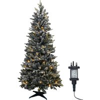 Pegdev Christmas Rapid Pop Up Collapsible Pre Lit Frosted Pine Tree 150 Warm LEDs Timer 2.1m in Green