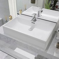 Berkfield Home Basin with Faucet Hole Ceramic White 60.5x42.5x14.5 cm