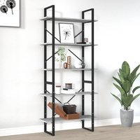 Berkfield Home 5-Tier Book Cabinet Grey Sonoma 80x30x175 cm Engineered Wood | Size: 80 x 30 x 175 cm