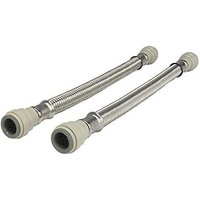 John Guest Braided Hose 300mm - 22mm X 22mm (Pack Of 2) in Silver