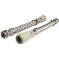 John Guest Hose With Union Nut & Service Valve 300mm 15mm x 1/2" (Pack of 2) F in Silver