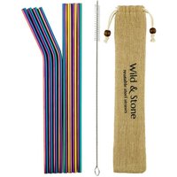 Wild & Stone Reusable Stainless Steel Straws Rainbow 8 Pack