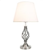 Traditional Table Lamp Barley Twist Base & Linen Shade Metallic