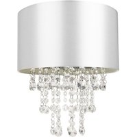 Modern Satin Fabric Pendant Light Shade Acrylic Droplets inches