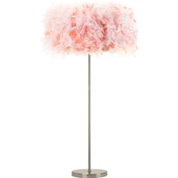 Chic Real Feather Floor Lamp Satin Nickel Base & Switch