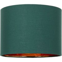 Happy Homewares Contemporary Cotton Lamp/Light Shade with Shiny Paper Inner in Dark Green | Size: 12 inches