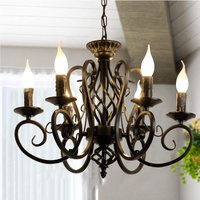 6 Lights Pendant Chandelier Wrought Iron