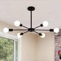 6 Light Metal Ceiling Light Adjustable Height Modern Sputnik Chandelier