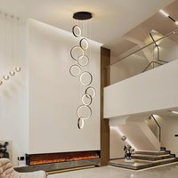 Siittoo Modern High Ceiling Chandelier Remote Control 10 Rings Foyer Chandeliers High Ceilings