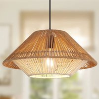 1 Light Rattan Farmhouse Cone Pendant Light