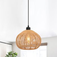 1 Light Rattan Farmhouse Bohemian Single Globe Pendant