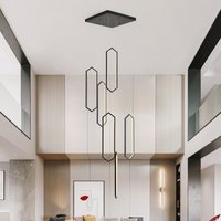 6 Light LED Dimmable Chandelier Long High Ceiling Cluster Pendant