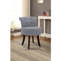 Living and Home Light Grey Modern Linen Upholstered Dressing Footstool with Black Legs
