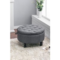 Living and Home Round Cocktail Ottoman Footstool in Grey