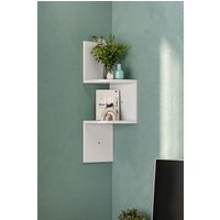 Living and Home 2-Tier Corner Shelf Wall Mount Floating Corner Bookshelf Plant Rack for Bedroom, Living Room in White