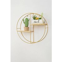 Living and Home 2-tier Wall Hanging Storage Display Decorative Shelf Metal Floating Plant Stand in Gold