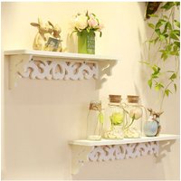 Living and Home Set of 3 Floating Shelves Storage Display Rack Wall-Mounted Plant Stand in White