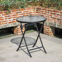 Living and Home Round Tempered Glass Steel Garden Dining Table in Black