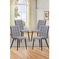 Living and Home 4pcs Tufted Modern Armless Dining Chairs Upholstered Dressing Chairs in Grey