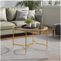 Living and Home Gold Modern Round Tempered Glass Coffee Table for Living Room