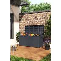 Living and Home 430L Grey Waterproof Outdoor Garden Storage Box - Auti-UV & Lockable