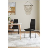 Living and Home 2pcs Armless Leather High Back Dining Chairs Padded Seat in Black
