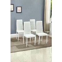 Living and Home 4pcs Armless Faux Leather Upholstered High Back Dining Chairs in White