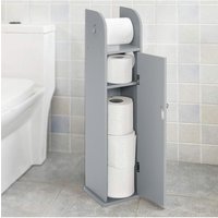 Living and Home Grey Wooden Freestanding Toilet Roll Holder & Bathroom Storage Cupboard
