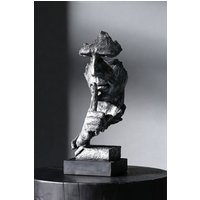 Living and Home Creative and Abstract Men Figure Statues Sculptures Keep Silence Figurine in Silver