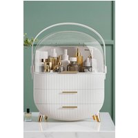 Living and Home Cosmetic Organizer Skincare Display Box With 2 Layers Of Storage Boxes And Transparent Lid in White