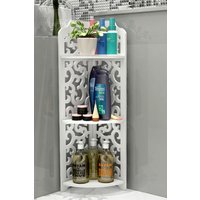 Living and Home 3 Tiers Corner Storage Rack Cabinet Shelf Storage for Bedroom Bathroom in White