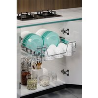Living and Home Metal Sliding Cabinet Pull Out Wire Basket Organizer in Silver | Size: Large