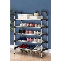 Living and Home 5 Tiers Shoe Rack Organizer Stainless Steel Stackable Space Saving Shoes Shelf in Black